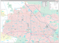 San Fernando Valley Metro Area Wall Map Premium Style 2024